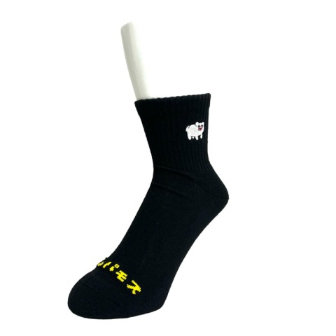 メンズ　クォーター丈 底パイル編みソックス刺繍付 24-26cm（ハッチンパモス）