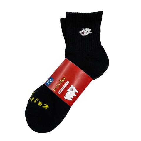 メンズ　クォーター丈 底パイル編みソックス刺繍付 24-26cm（ハッチンパモス）