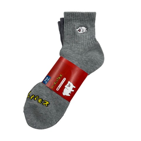 メンズ　クォーター丈 底パイル編みソックス刺繍付 24-26cm（ハッチンパモス）