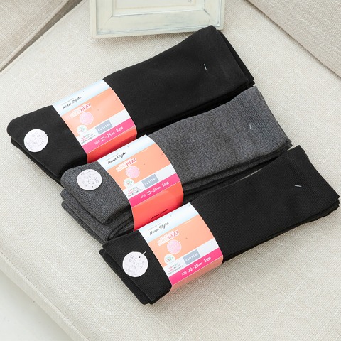 レディース　3足組裏起毛ハイソックス（Hina）