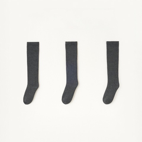 レディース　3足組裏起毛ハイソックス（Hina）リブ