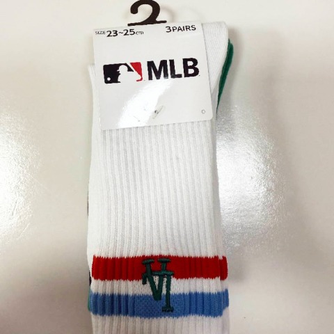 レディース 3足組クルーソックス（MLB）