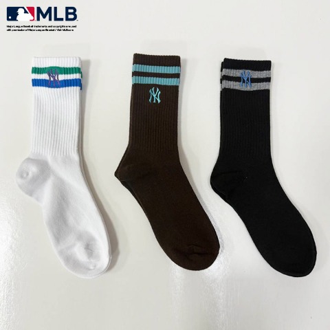 レディース 3足組クルーソックス（MLB）