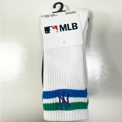 レディース 3足組クルーソックス（MLB）