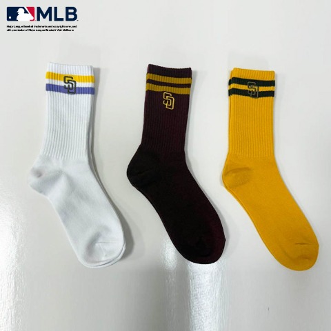 レディース 3足組クルーソックス（MLB）