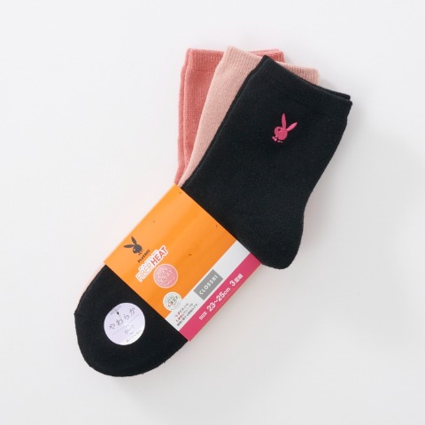 レディース　3足組ソックス（FIBER HEAT×PLAYBOY）