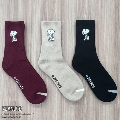 レディース　3足組ソックス（FIBER HEAT×SNOOPY）