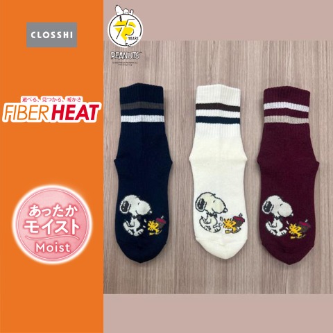 レディース　3足組ソックス（FIBER HEAT×SNOOPY）