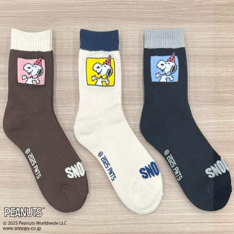 レディース　3足組ソックス（FIBER HEAT×SNOOPY）