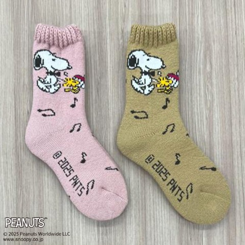 レディース　2足組ソックス（FIBER HEAT×SNOOPY）