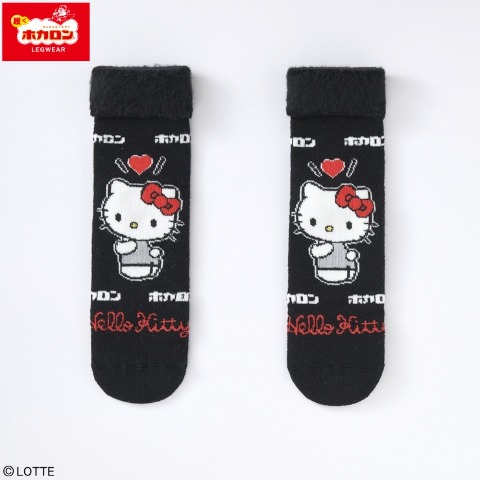 レディース　総パイル裏起毛クルーソックス（ハローキティ・ホカロン）