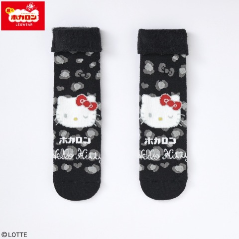 レディース　総パイル裏起毛クルーソックス（ハローキティ・ホカロン）