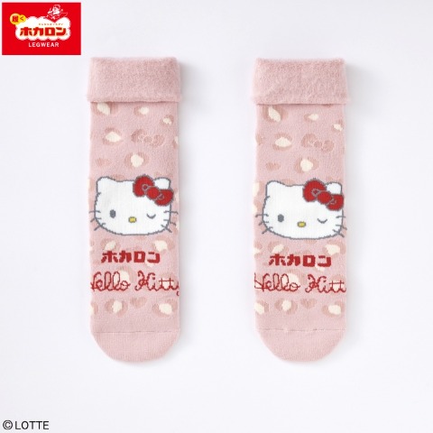 レディース　総パイル裏起毛クルーソックス（ハローキティ・ホカロン）