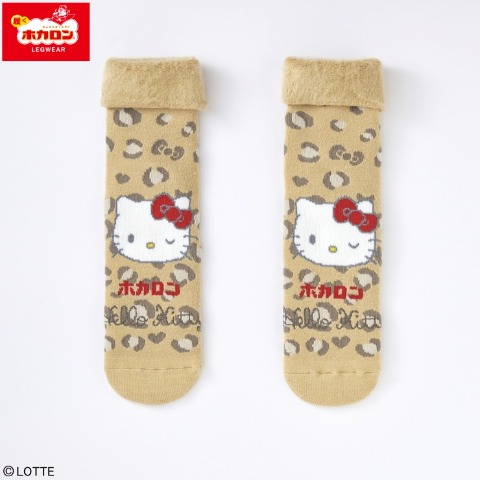 レディース　総パイル裏起毛クルーソックス（ハローキティ・ホカロン）