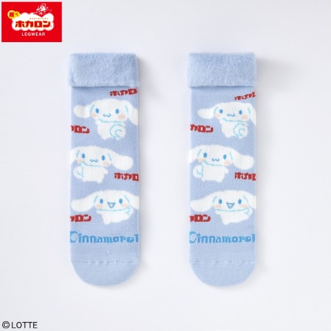 レディース　総パイル裏起毛クルーソックス（シナモロール・ホカロン）