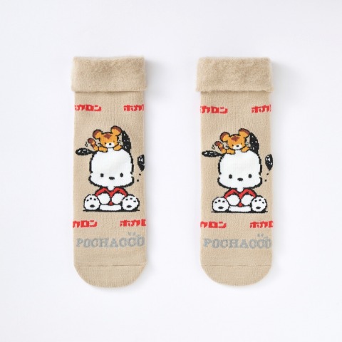 レディース　総パイル裏起毛クルーソックス（ポチャッコ・ホカロン）