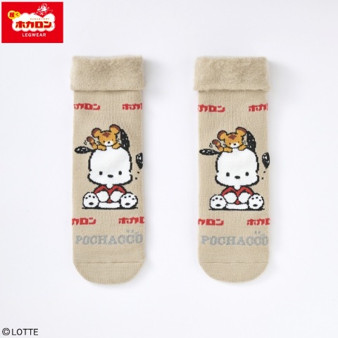 レディース　総パイル裏起毛クルーソックス（ポチャッコ・ホカロン）