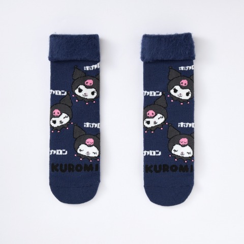 レディース　総パイル裏起毛クルーソックス（クロミ・ホカロン）