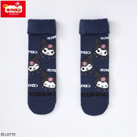 レディース　総パイル裏起毛クルーソックス（クロミ・ホカロン）