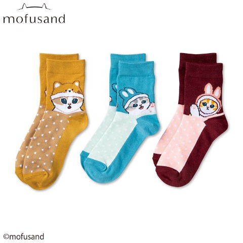 レディース　3足組ソックス（mofusand）
