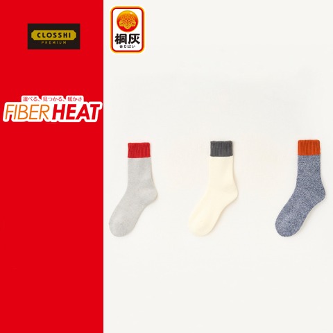 レディース　3足組ソックス（FIBER HEAT×桐灰）