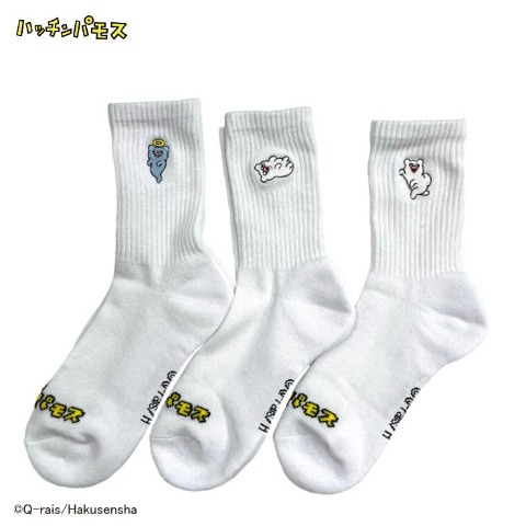 レディース　クルー丈 底パイル刺繍ソックス（ハッチンパモス）