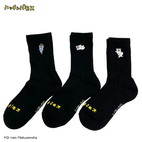 レディース　クルー丈 底パイル刺繍ソックス（ハッチンパモス）