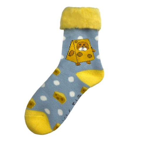 レディース　クルー丈 裏起毛ソックス（スキネズミ）