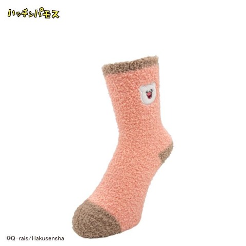 レディース　クルー丈 ふわふわ刺繍ソックス（ハッチンパモス）