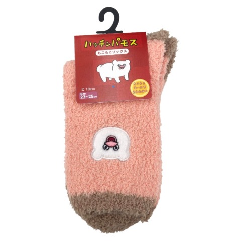 レディース　クルー丈 ふわふわ刺繍ソックス（ハッチンパモス）