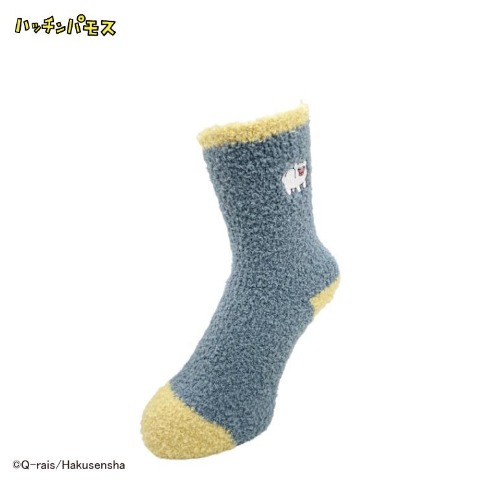 レディース　クルー丈 ふわふわ刺繍ソックス（ハッチンパモス）