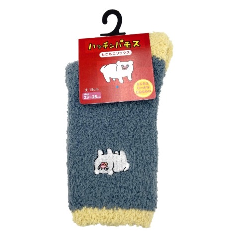 レディース　クルー丈 ふわふわ刺繍ソックス（ハッチンパモス）