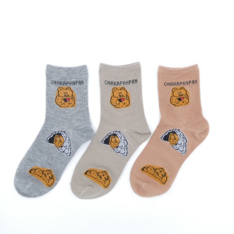 レディース　３足組クルーソックス