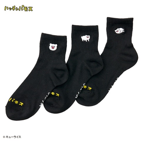 レディース　クォーター刺繍ソックス（3足組・ハッチンパモス）