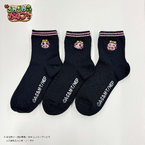 レディース　3足組クォーターソックス（がんこちゃん）