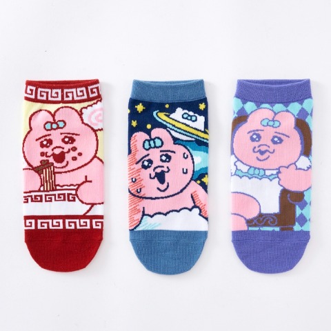 レディース スニーカーソックス 3足組（おぱんちゅうさぎ）