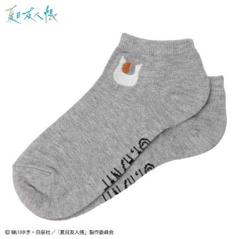 レディース　スニーカーインソックス 刺繍付き（夏目友人帳） グレー 212