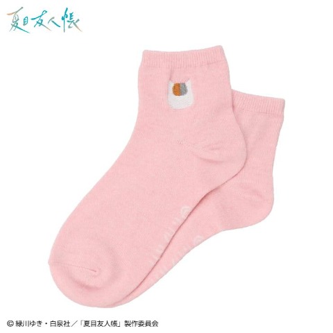 レディース　クォーターソックス 刺繍付き（夏目友人帳） ピンク 210