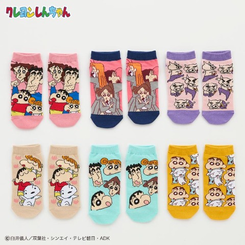 レディース　6足組ソックス（クレヨンしんちゃん）