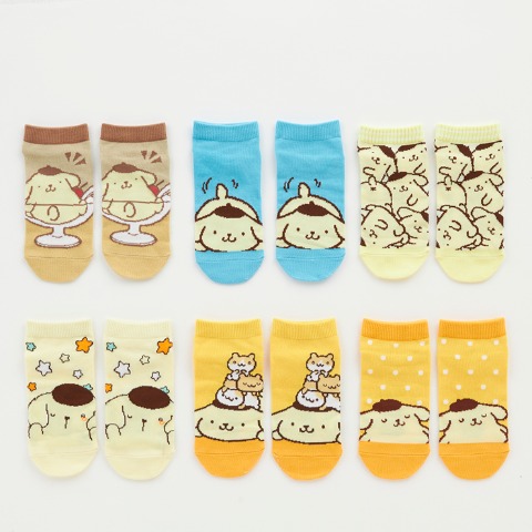レディース　6足組ソックス（ポムポムプリン）