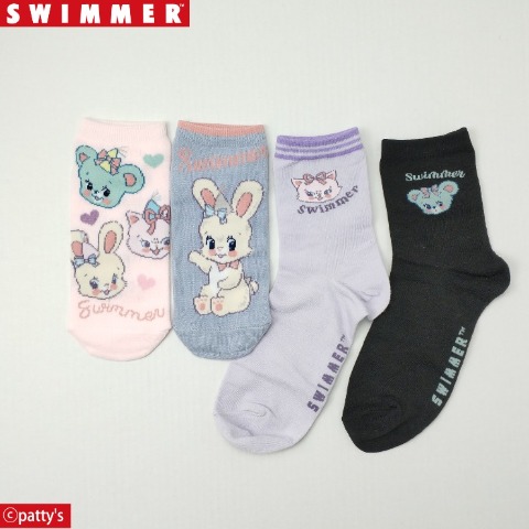 レディース　4足組スニーカー・クルーソックス ポーチ付き（SWIMMER）