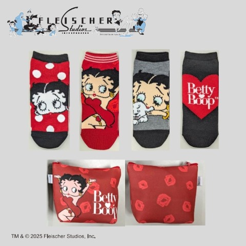 レディース　4足組ソックス ポーチ付き（BettyBoop）