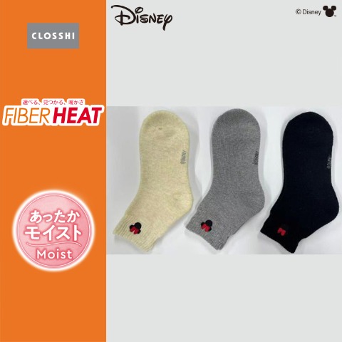 レディース　ソックス（ミニーマウス・FIBER HEAT）
