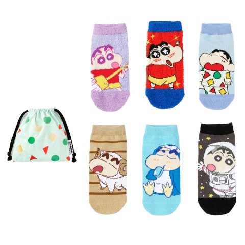 レディース　キャラクターソックス　ハッピーバッグ　6点セット（クレヨンしんちゃん）