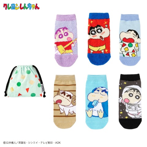 レディース　キャラクターソックス　ハッピーバッグ　6点セット（クレヨンしんちゃん）