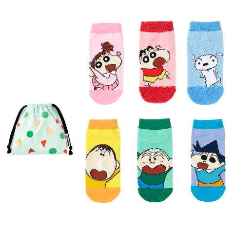 レディース　キャラクターソックス　ハッピーバッグ　6点セット（クレヨンしんちゃん）