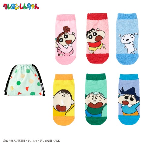 レディース　キャラクターソックス　ハッピーバッグ　6点セット（クレヨンしんちゃん）
