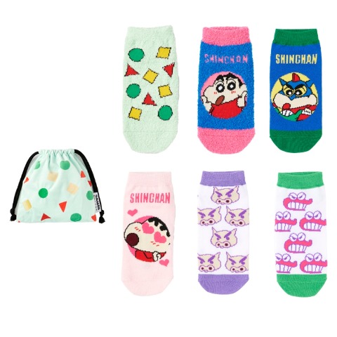 レディース　キャラクターソックス　ハッピーバッグ　6点セット（クレヨンしんちゃん）