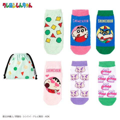 レディース　キャラクターソックス　ハッピーバッグ　6点セット（クレヨンしんちゃん）