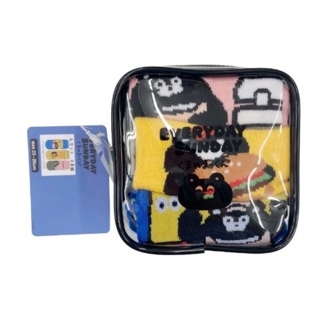 レディース　スニーカーインソックス 3足組 ポーチ付き 23-25cm（くまのまーくん）